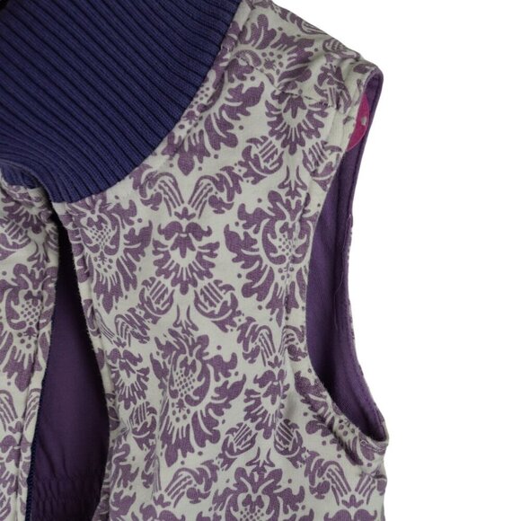 Tea Collection Purple & White Sleeveless Patterned Vest With Ribbed Collar Sz 7 - Picture 2 of 5